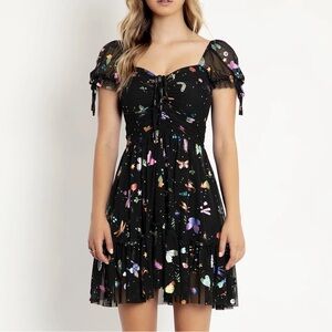 Blackmilk Tiny Kingdom short tea party dress, size XL, metallic bugs!